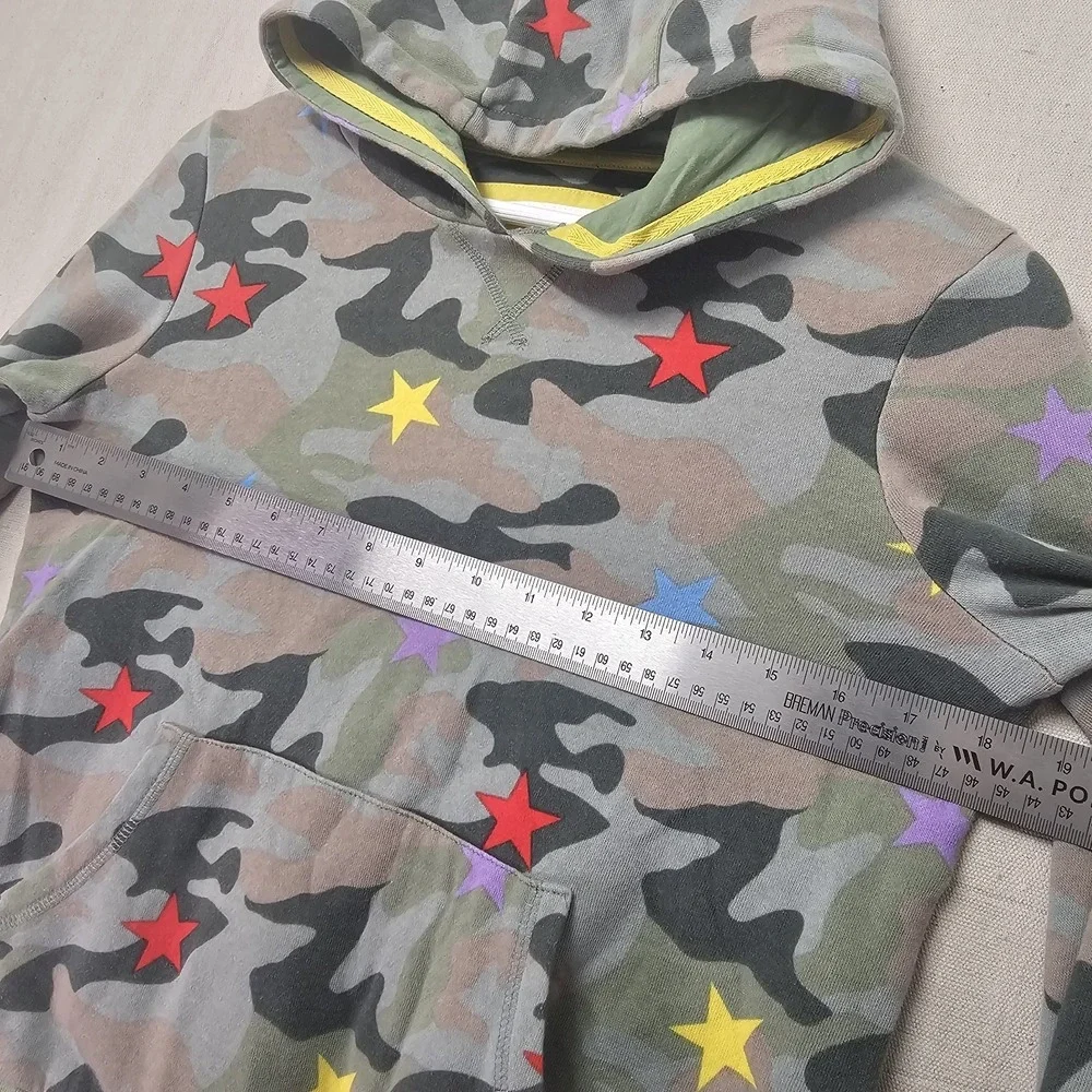 Boden Girls 11-12Y Green Camo Stars‎ Hooded Sweatshirt Hoodie Kangaroo Pocket